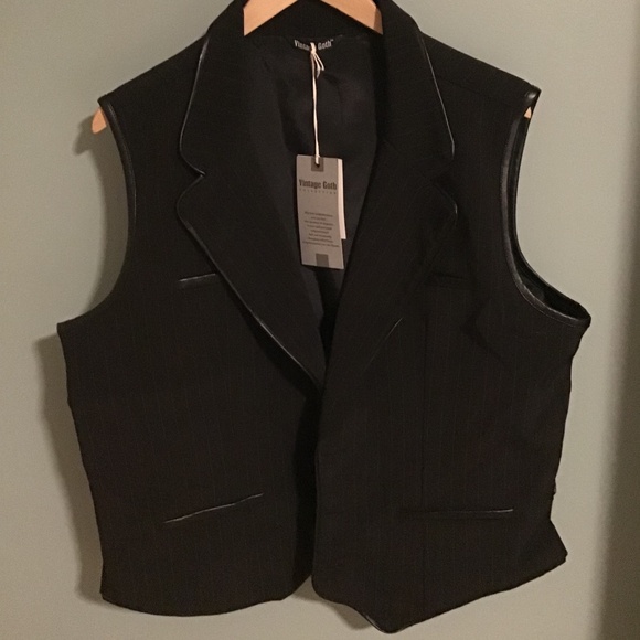 Men’s Vest - Black with Red Pinstripe - Picture 1 of 4